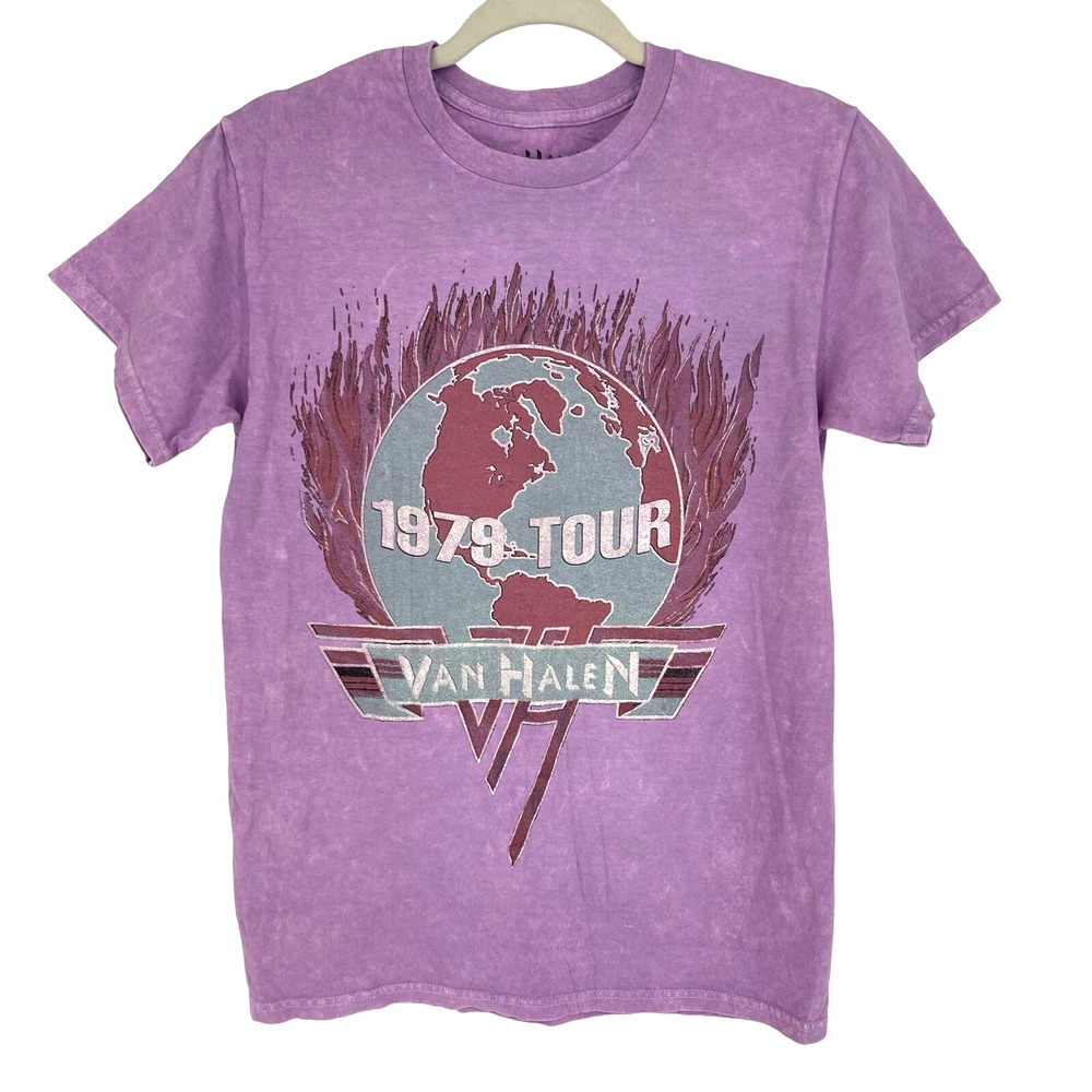 Officially Licensed Van Halen 1979 Tour T-Shirt Pink Acid Wash‎ Small NWOT